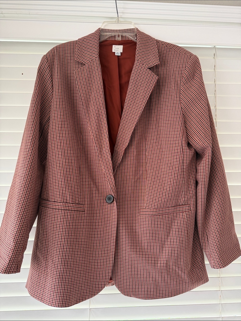 A New Day Brand Rust Check Single-Button Blazer